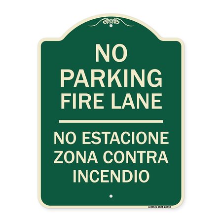 SIGNMISSION No Estacione Zona Contra Incendio Heavy-Gauge Aluminum Architectural Sign, 24" H, G-1824-23848 A-DES-G-1824-23848